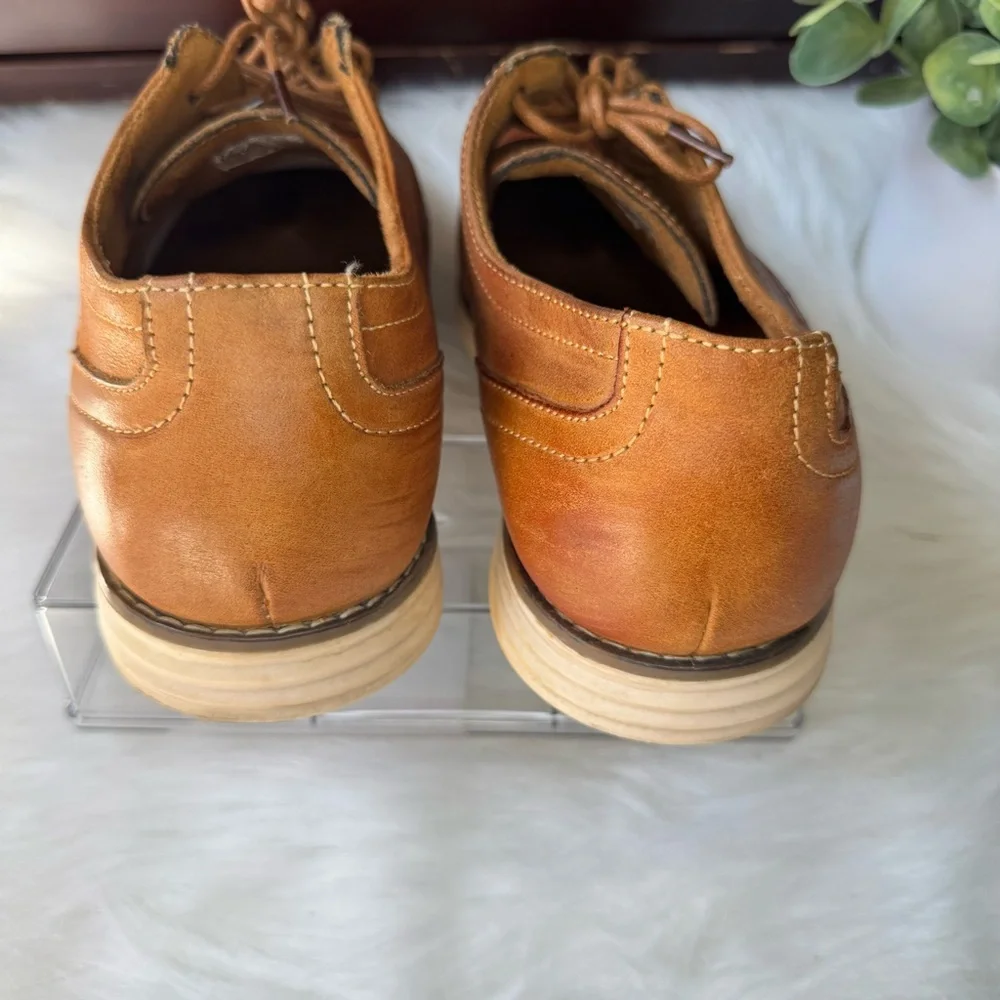 Vostey Tan Brown Leather‎ Oxfords Business Casual Dress Shoes for Men Size US9